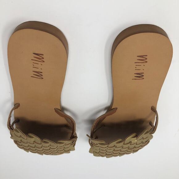 Mi.iM Cross-Hatch Golden Slip On Sandals Size 8 Slides Party Night Out Summer - Picture 5 of 10